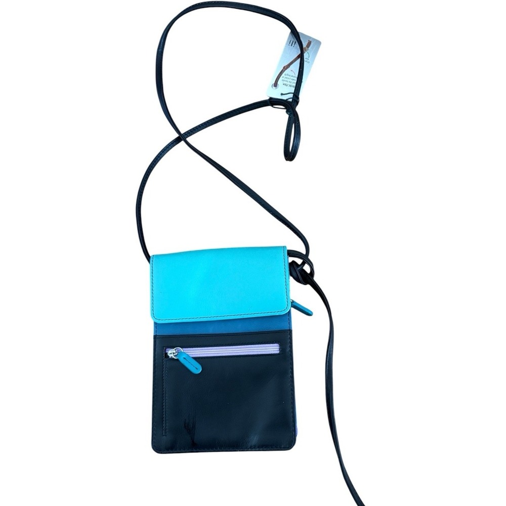 RFID Leather Crossbody Wallet Organizer iLi New York Black Blue Lilac NWT